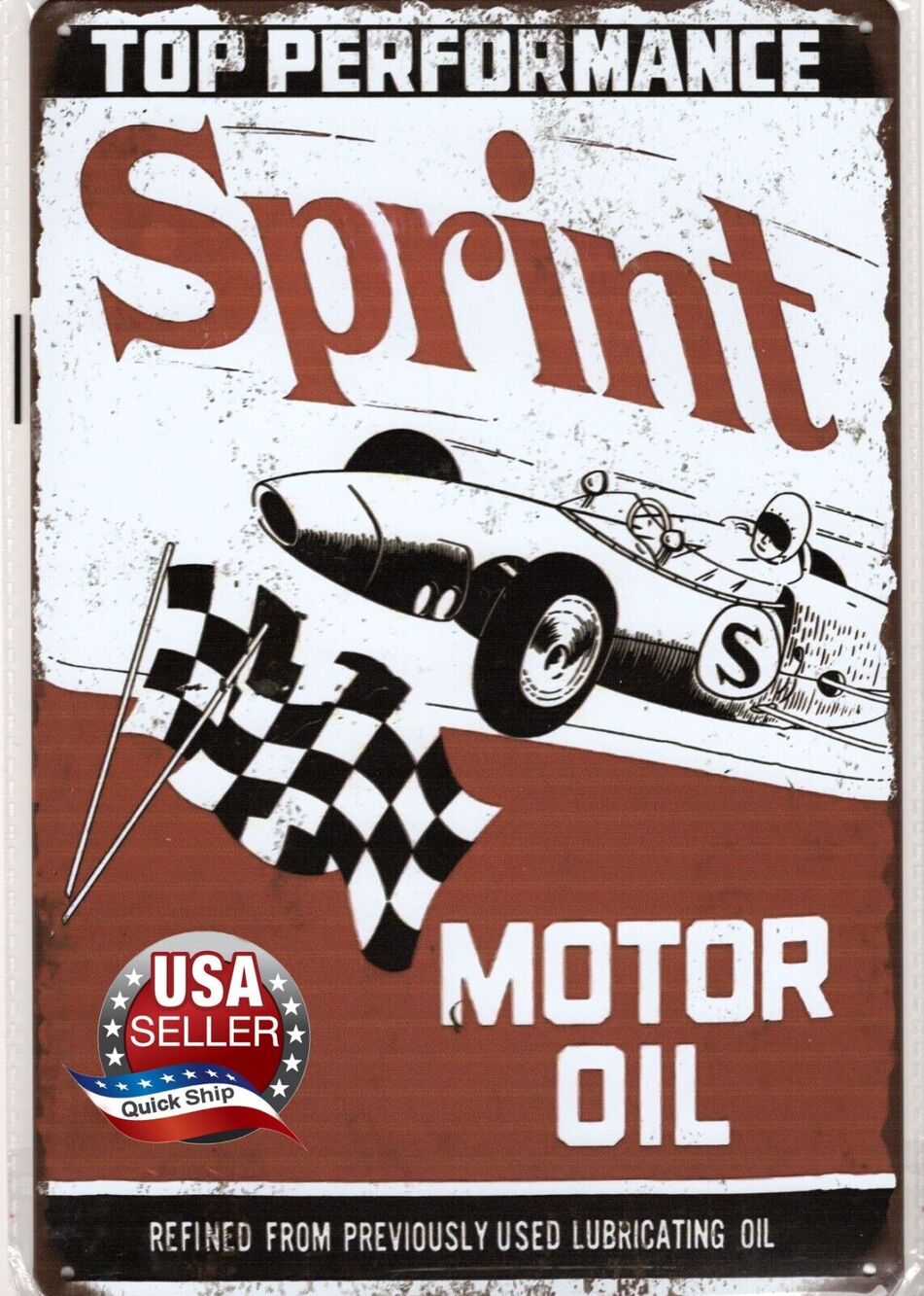 Retro Tin Sign • Petroliana • Sprint Top Performance Motor Oil •Vintage Indy Car